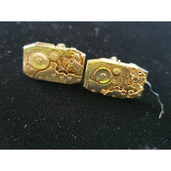 CUFFLINKS WATCH MOVEMENTS STEAMPUNK Square gold tone - Picture 1 of 8